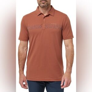NWT Travis Mathew The Heater Chest Stripe Performance Polo Maple Medium & XXL